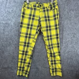 Elwood Pants Mens 30 Golf Yellow Black Plaid Skinny Clueless Academia Nerd